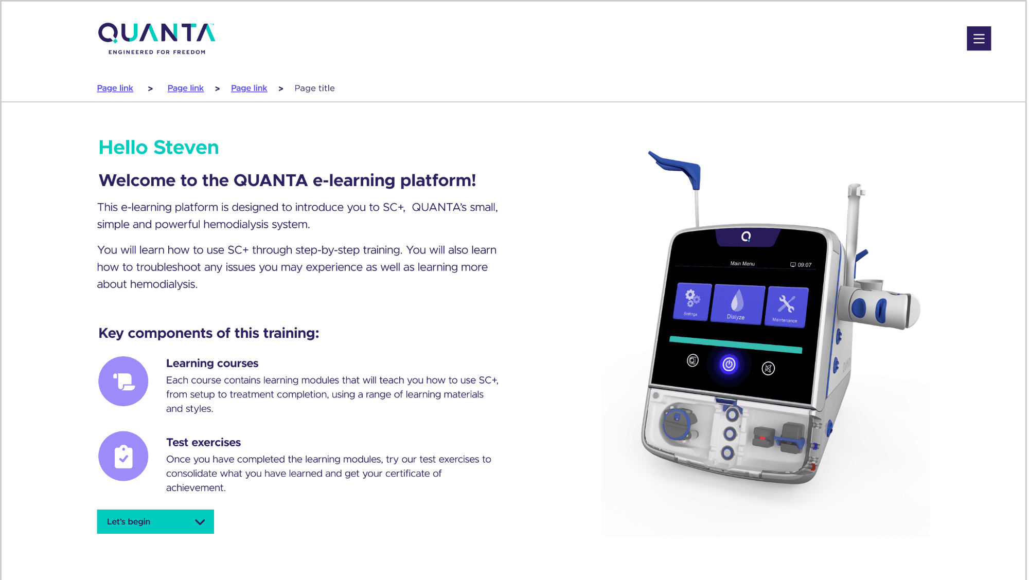 Quanta software desktop screen 